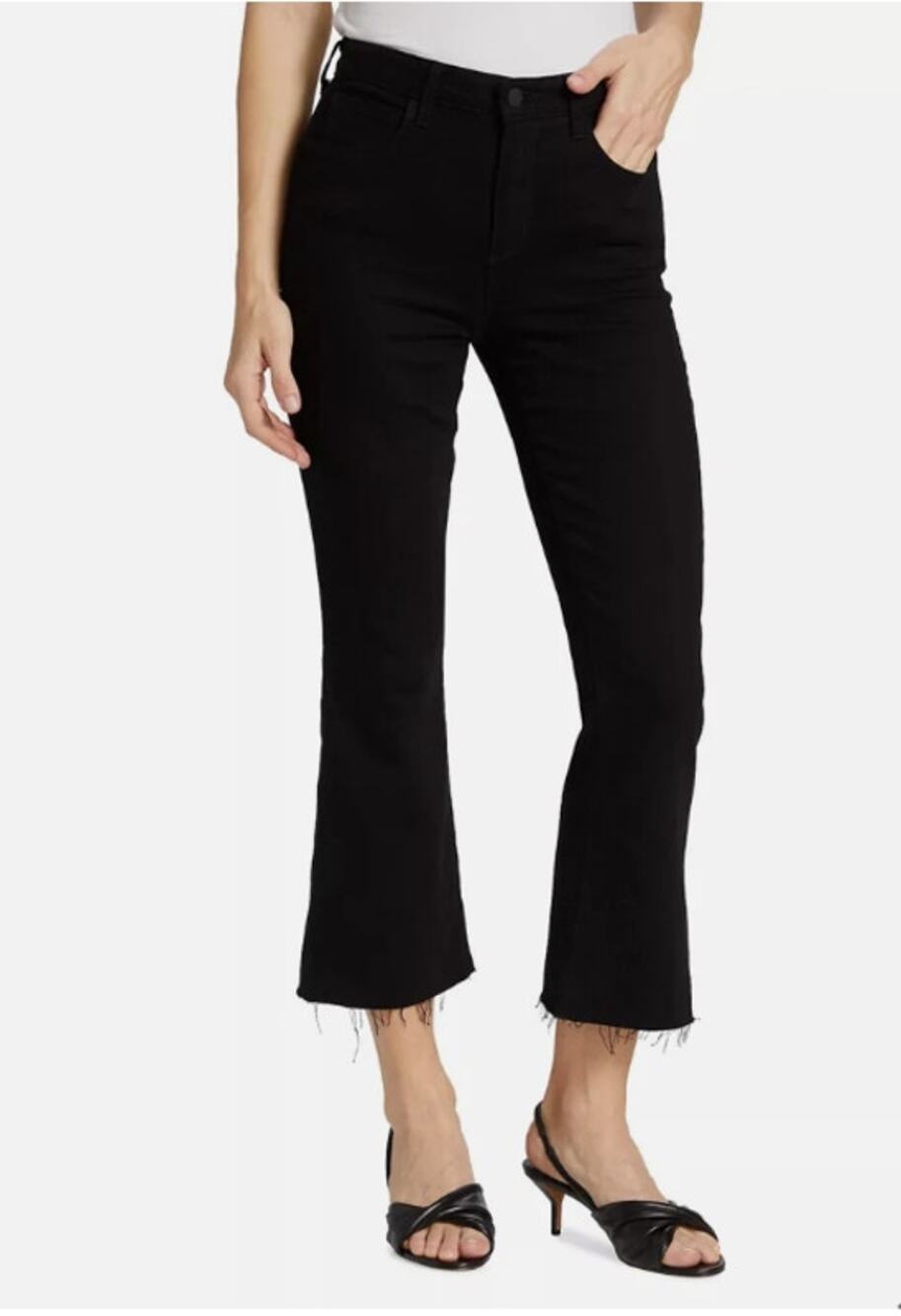 L'agence Kendra Black High Rise Denim Kick Flare Ankle Jeans Size 27 Crop